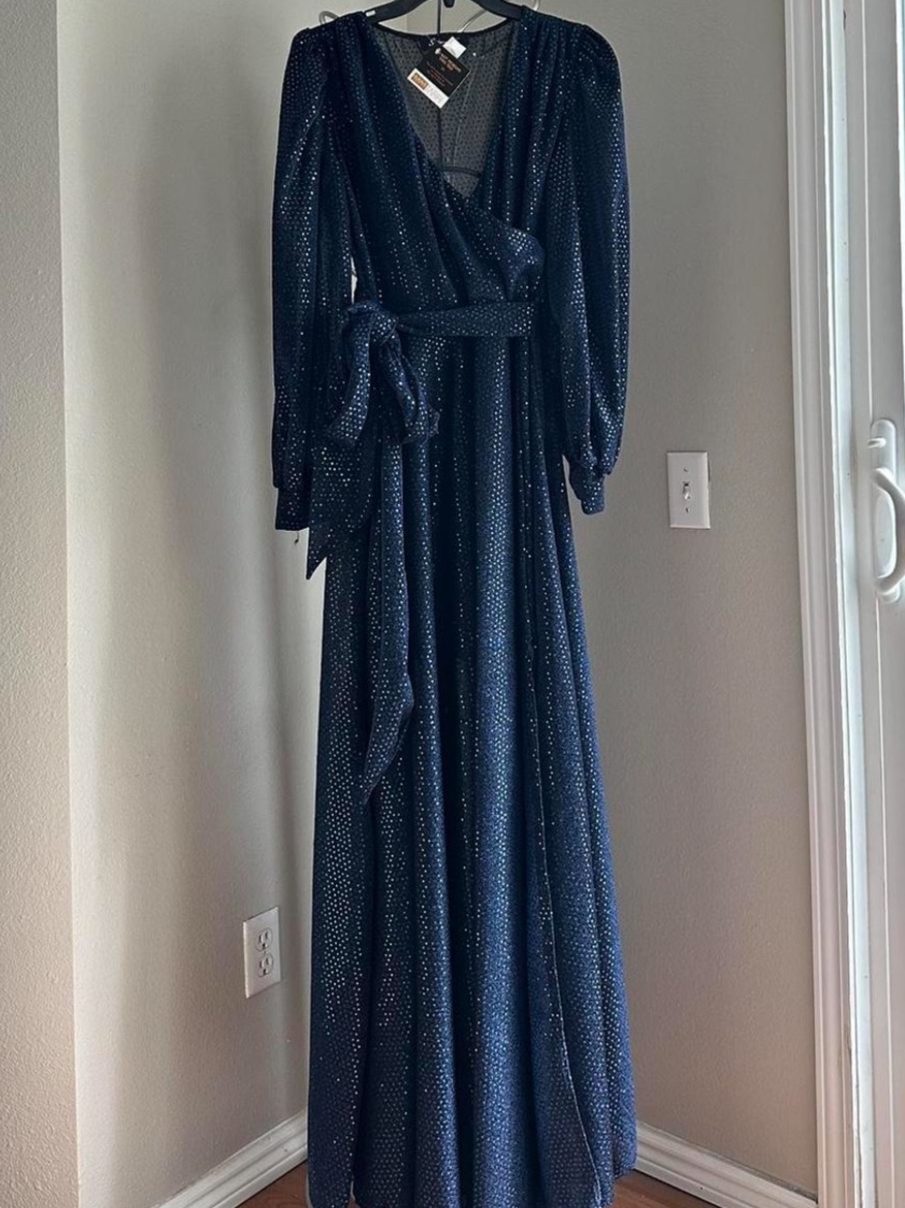 Elegant Navy Blue Wrap Maxi Dress by (Unknown Brand)